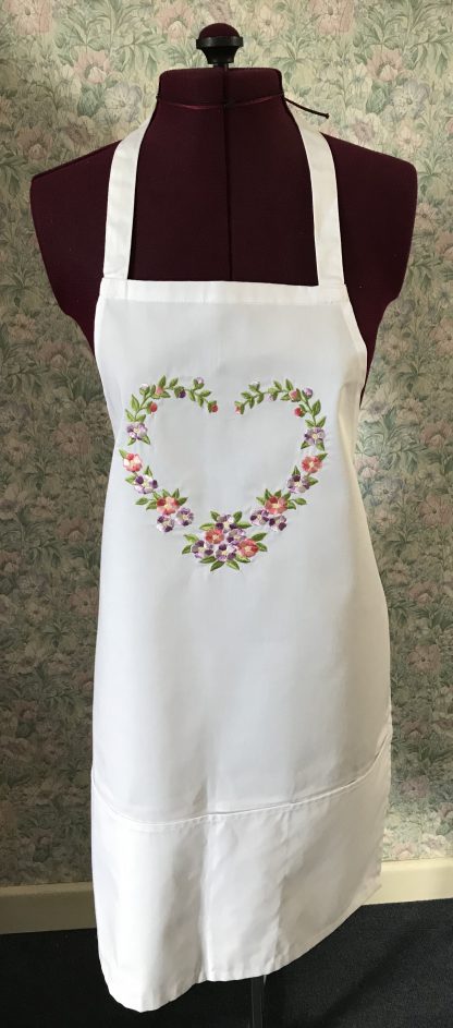 White embroidered apron